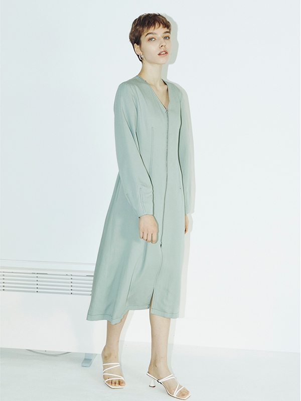 Zip-Up Stitch Dress - Mint