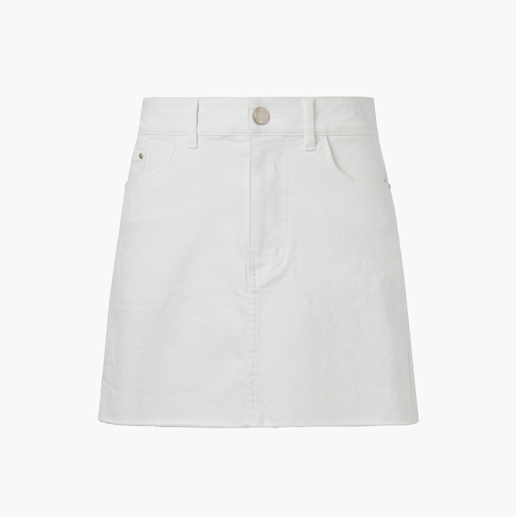 COLORED DENIM MINI SKIRT, WHITE