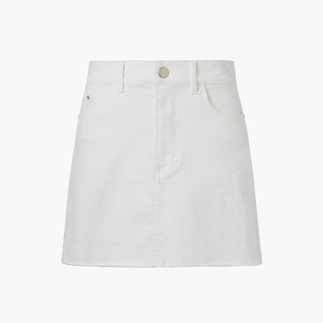 COLORED DENIM MINI SKIRT, WHITE