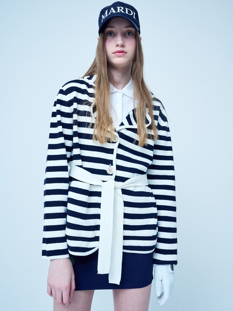 STRIPE KNIT JACKET_NAVY