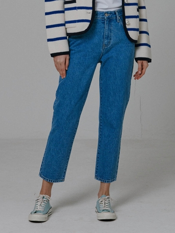 Crop Tapered Denim Pants_Light Blue