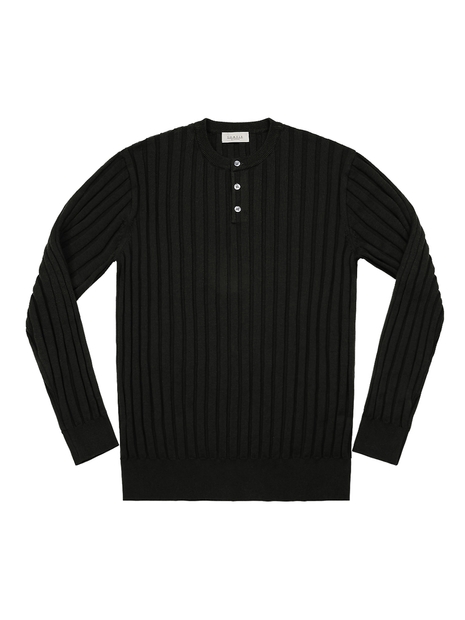 Reverse Henly neck Knit (Black)