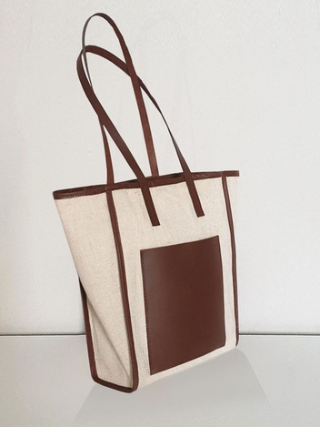 Daily Shopper Bag(Leather+Canvas) / Brown