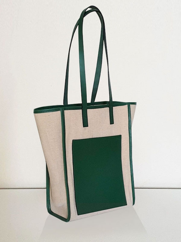 Daily Shopper Bag(Leather+Canvas) / Forest