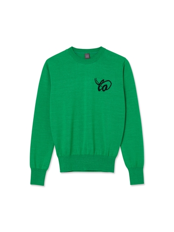 Women Two Tone Logo Point Crewneck_Green