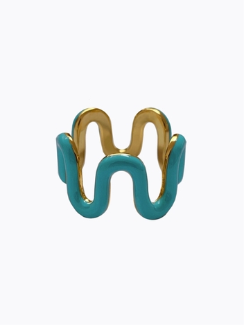 BILLIE ENAMEL WAVE RING - BLUE ENAMEL PAINT