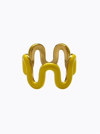 SUMMER ENAMEL WAVE RING - YELLOW ENAMEL PAINT