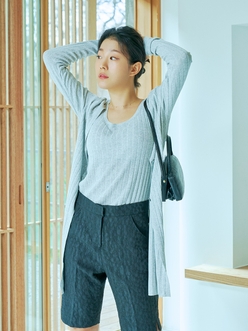 [WIZWID x RePlain_단독]SLIT LONG CARDIGAN_M/grey