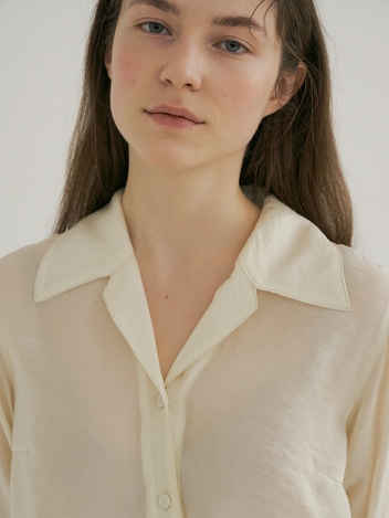 open collar silky shirt (cream)