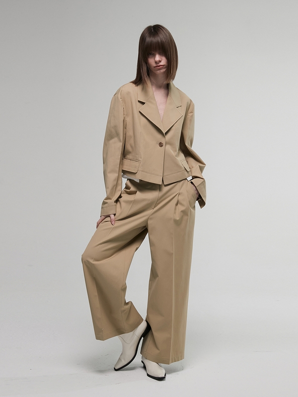 Pants Tuck Waist Khaki Beige