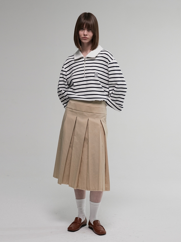 Skirt Pleats Cotton Beige