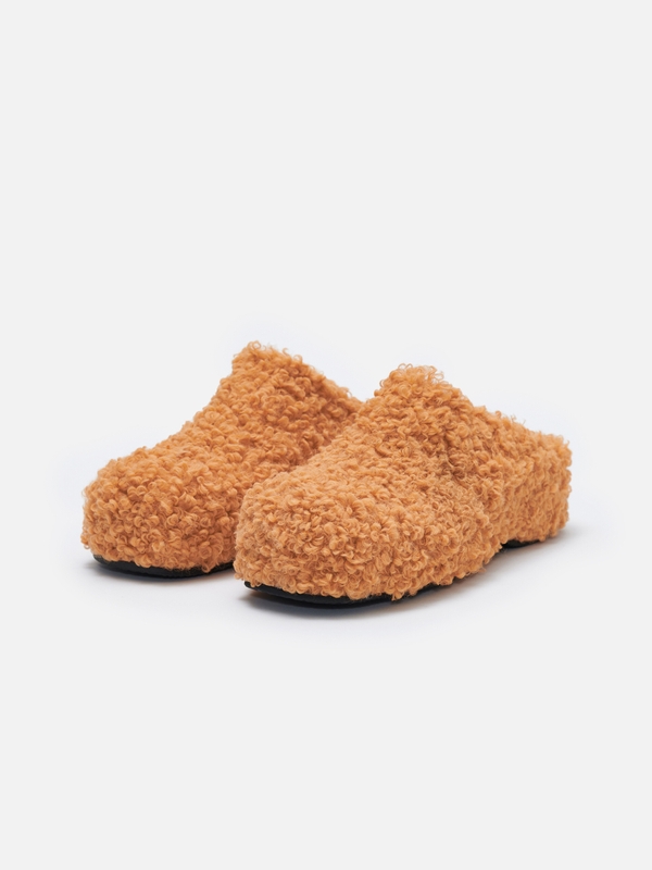 Round platform clogs Fluffy Orange