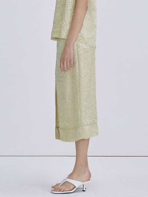 Wrinkle Glossy Skirt_Light Green