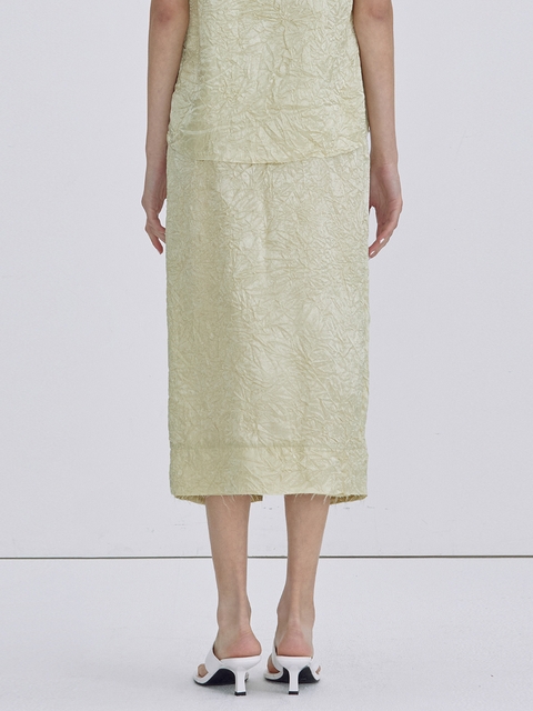 Wrinkle Glossy Skirt_Light Green