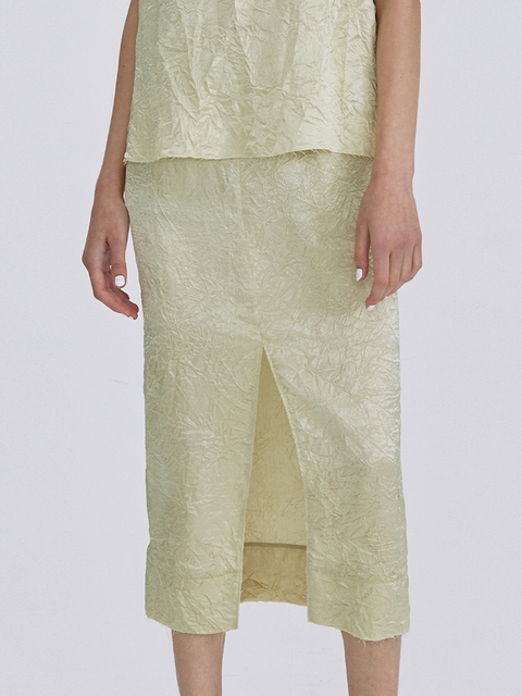 Wrinkle Glossy Skirt_Light Green