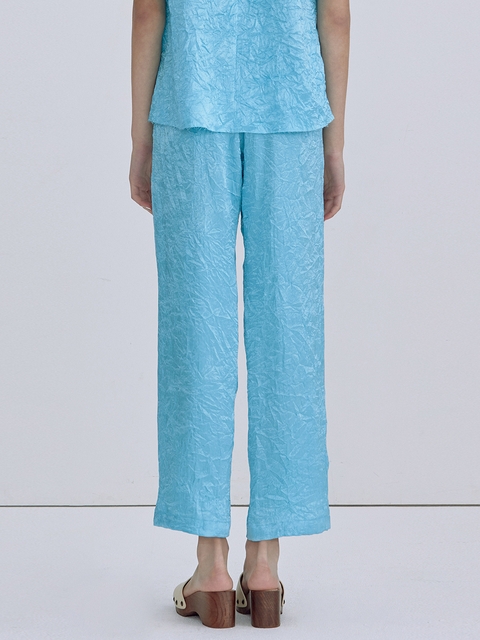 Wrinkle Glossy Pants_Light Blue