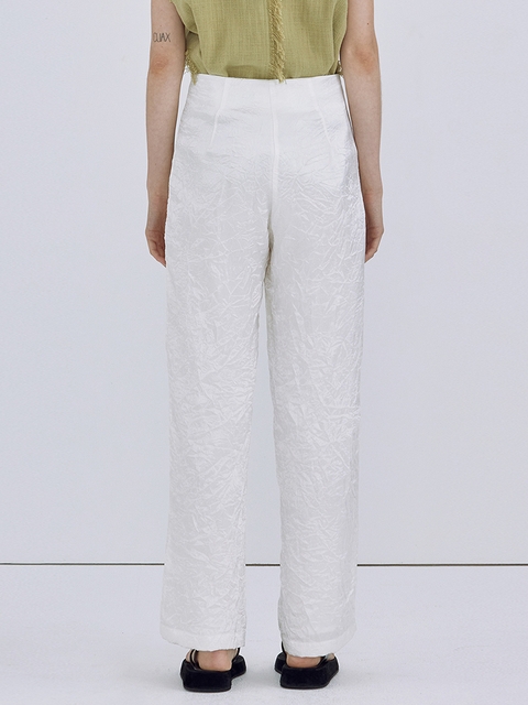 Wrinkle Glossy Pants_White