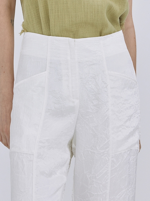 Wrinkle Glossy Pants_White