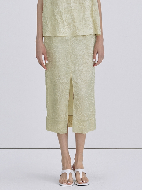 Wrinkle Glossy Skirt_Light Green