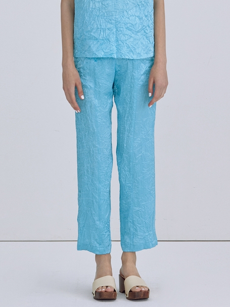 Wrinkle Glossy Pants_Light Blue