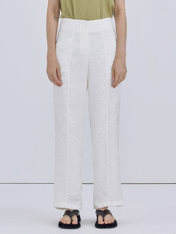 Wrinkle Glossy Pants_White