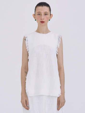 Fringe Long Top_White