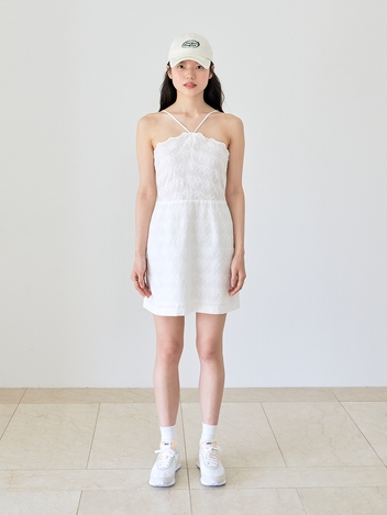 HALTER NECK EYELET ONE PIECE (WHITE)