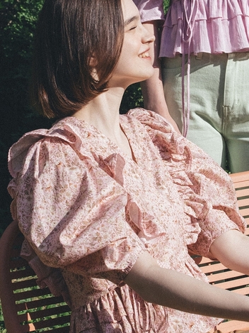 Rocha Lace Ruffled Blouse_Flower Pink