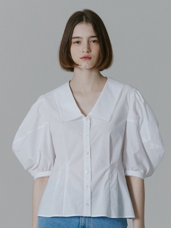 Joie Big Callor Balloon Sleeve Blouse_White