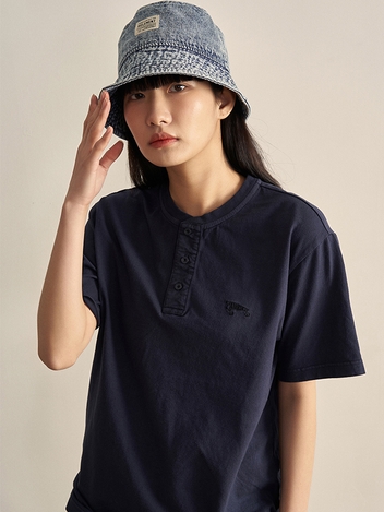 헨리넥 피그먼트 반팔티셔츠 (Navy)