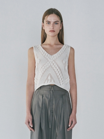 DROP LACE KNIT TOP_WHITE