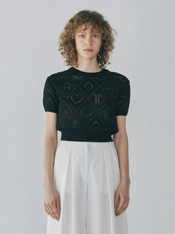 LOGO PATTERN HALF KNIT_BLACK