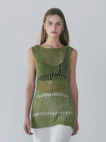 NETTING LONG SLEEVELESS_GREEN