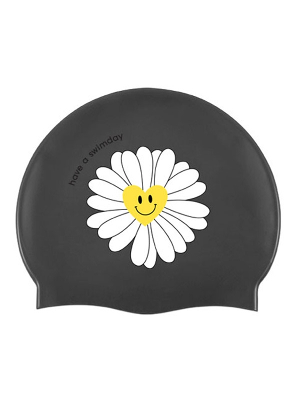 Heart Daisy Swimcap Charcoal