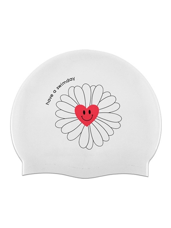 Heart Daisy Swimcap White