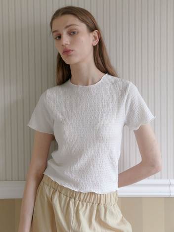 [15차 6/7 예약배송] Wrinkle Lettuce-Edge T-Shirts (White)