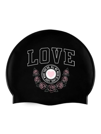 Heart rose Swimcap Black