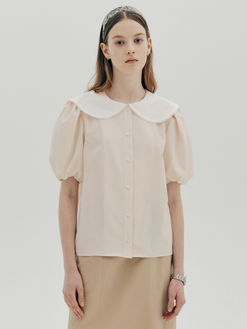 Lace collar blouse - Cream beige