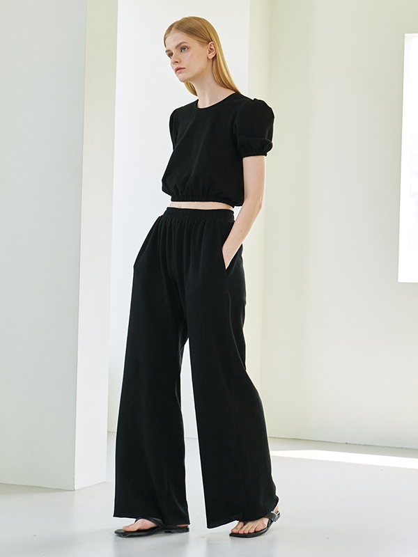 Wide Banding Pants - Black