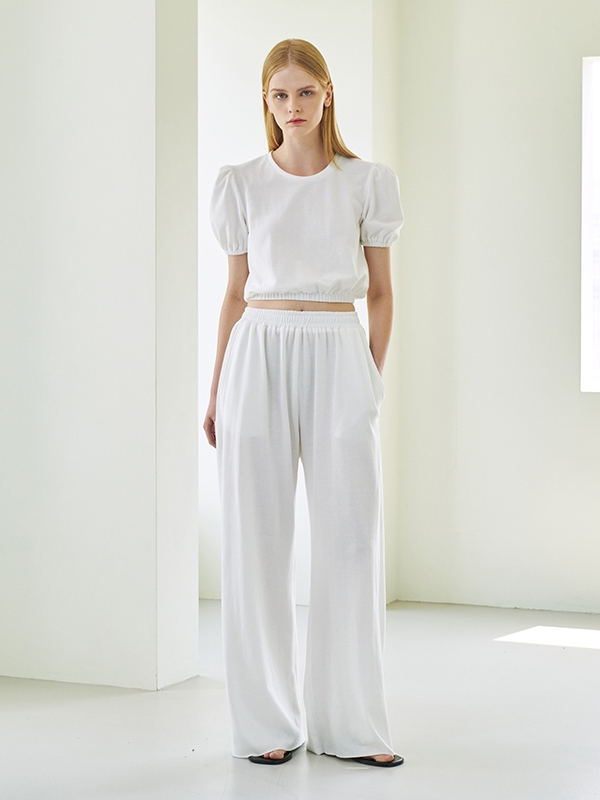 Wide Banding Pants - White