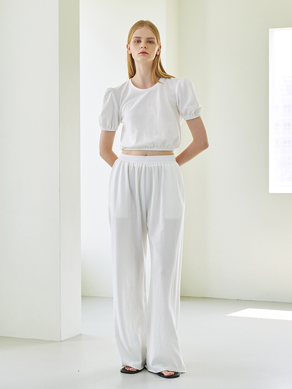 Wide Banding Pants - White