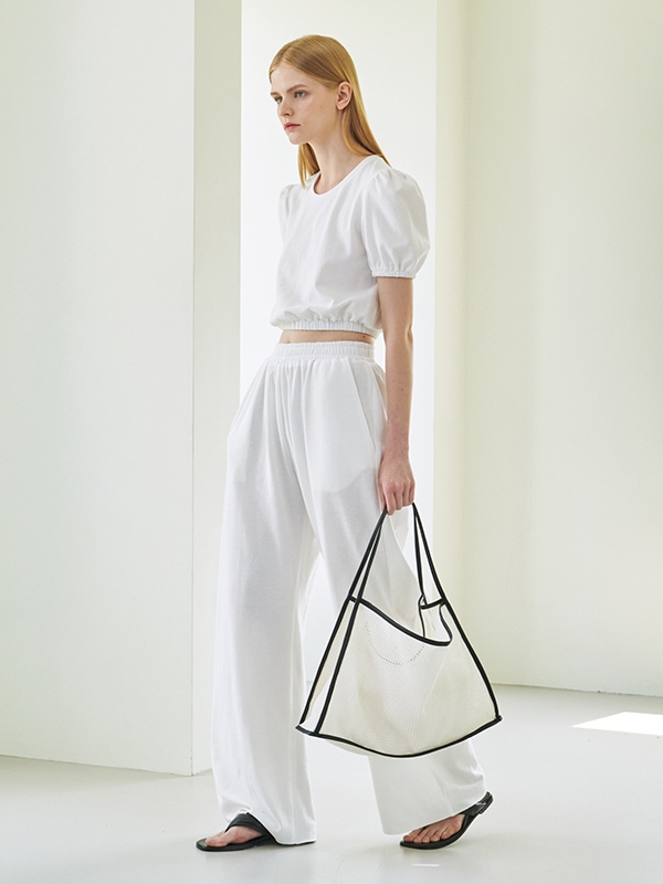 Wide Banding Pants - White