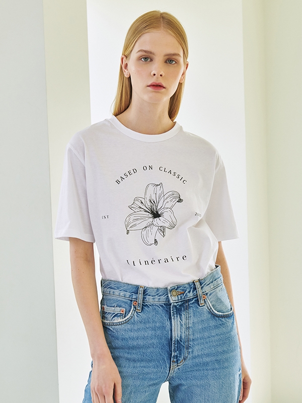 Drawing Flower T-Shirt - White