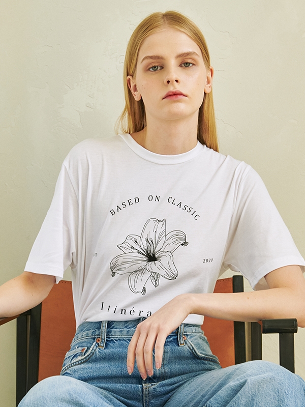 Drawing Flower T-Shirt - White