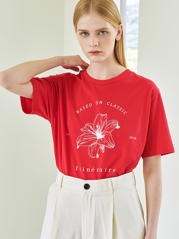 Drawing Flower T-Shirt - Red