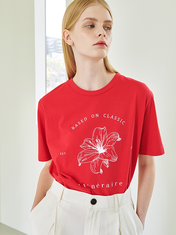 Drawing Flower T-Shirt - Red