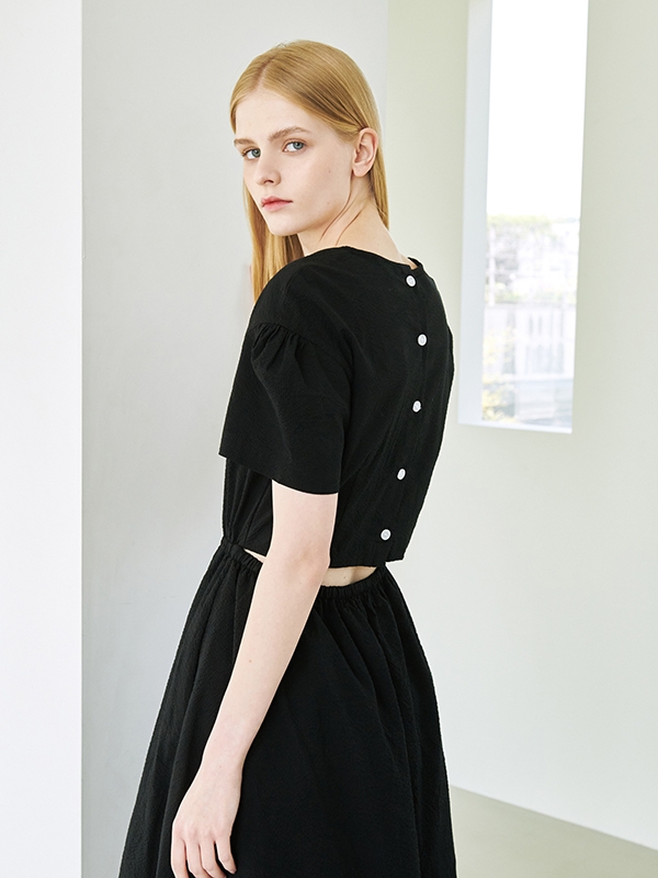 Back Open Dress - Black