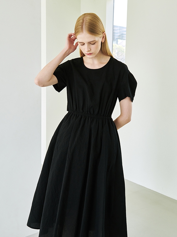 Back Open Dress - Black