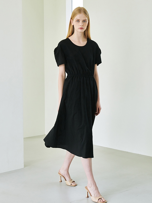 Back Open Dress - Black