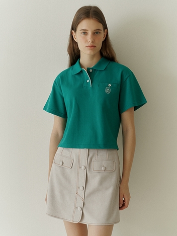 Santos PK T-shirt Cobalt green